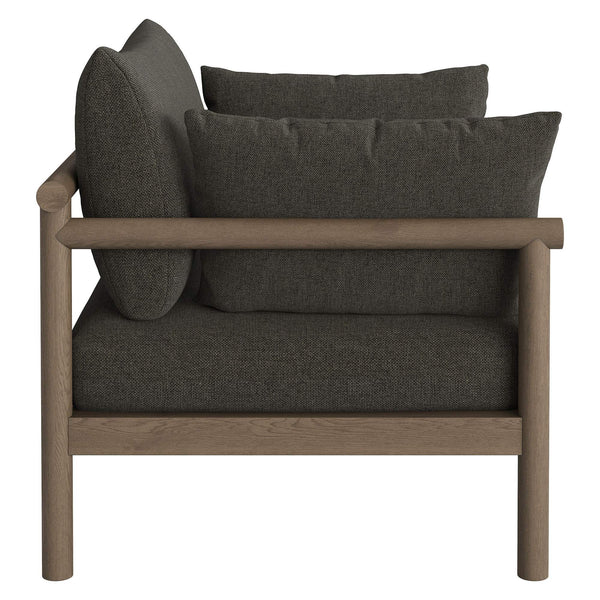 Modway Furniture Eleni Solid Teak Outdoor Loveseat and Ottoman Set with Cushions for Patio Decks Gray EEI-7662-WGR-FLI
