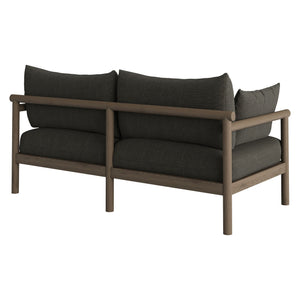 Modway Furniture Eleni Modway Solid Teak Outdoor Loveseat with Cushions for Coastal Patio Living Gray EEI-7654-WGR-FLI