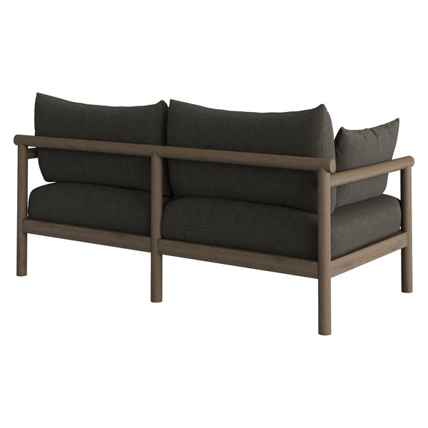 Modway Furniture Eleni Modway Solid Teak Outdoor Loveseat with Cushions for Coastal Patio Living Gray EEI-7654-WGR-FLI