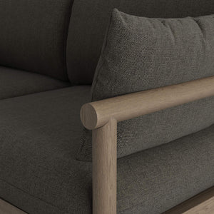 Modway Furniture Eleni Modway Solid Teak Outdoor Loveseat with Cushions for Coastal Patio Living Gray EEI-7654-WGR-FLI