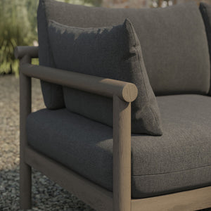 Modway Furniture Eleni Modway Solid Teak Outdoor Loveseat with Cushions for Coastal Patio Living Gray EEI-7654-WGR-FLI