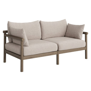 Modway Furniture Eleni Modway Solid Teak Outdoor Sofa Set with Armchairs Loveseat and Coffee Table Brown EEI-7661-WGR-PEB