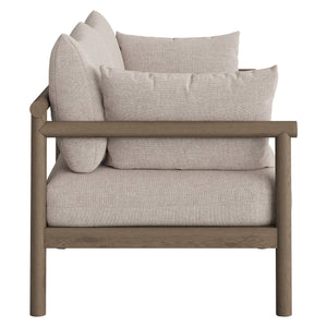Modway Furniture Eleni Solid Teak Outdoor Loveseat and Ottoman Set with Cushions for Patio Decks Brown EEI-7662-WGR-PEB