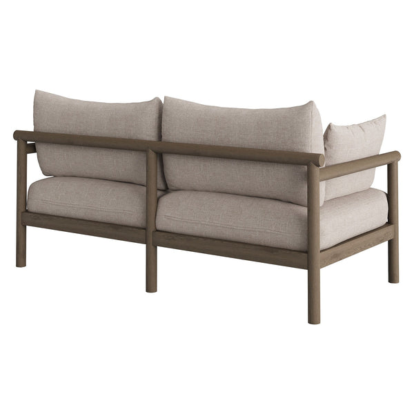 Modway Furniture Eleni Modway Solid Teak Outdoor Loveseat with Cushions for Coastal Patio Living Brown EEI-7654-WGR-PEB