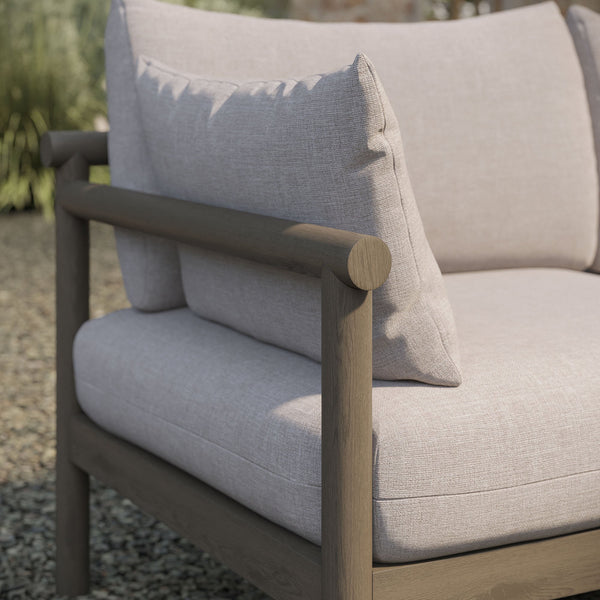 Modway Furniture Eleni Modway Solid Teak Outdoor Loveseat with Cushions for Coastal Patio Living Brown EEI-7654-WGR-PEB