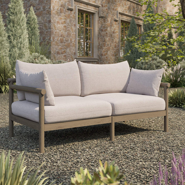 Modway Furniture Eleni Modway Solid Teak Outdoor Loveseat with Cushions for Coastal Patio Living Brown EEI-7654-WGR-PEB
