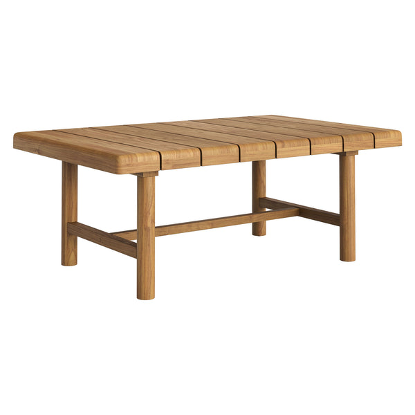Modway Furniture Eleni Modway Solid Teak Outdoor Coffee Table with Slatted Top for Patio Decks Brown EEI-7655-NAT