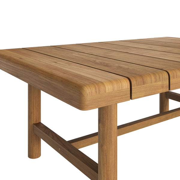 Modway Furniture Eleni Modway Solid Teak Outdoor Coffee Table with Slatted Top for Patio Decks Brown EEI-7655-NAT