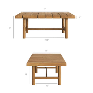 Modway Furniture Eleni Modway Solid Teak Outdoor Coffee Table with Slatted Top for Patio Decks Brown EEI-7655-NAT
