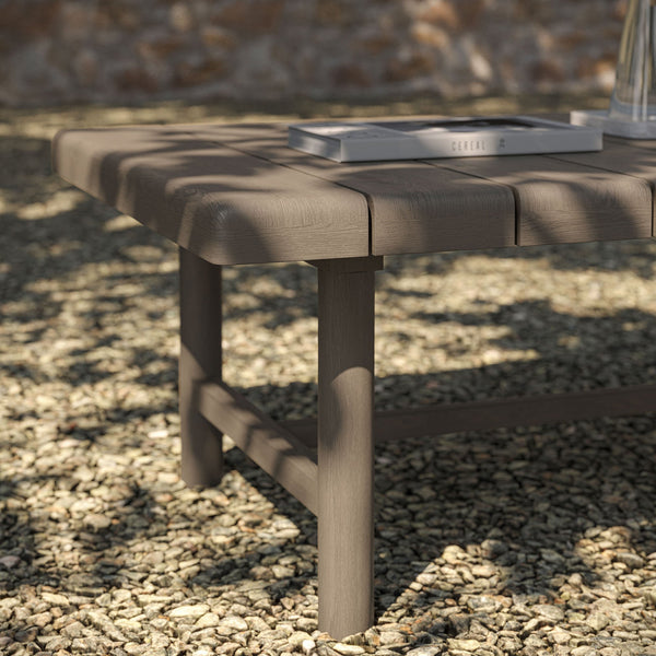 Modway Furniture Eleni Modway Solid Teak Outdoor Coffee Table with Slatted Top for Patio Decks Gray EEI-7655-WGR