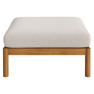 Modway Furniture Eleni Solid Teak Outdoor Loveseat and Ottoman Set with Cushions for Patio Decks White EEI-7662-NAT-SAI