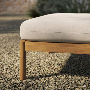 Modway Furniture Eleni Solid Teak Outdoor Square Ottoman Slatted Seat Natural Grain Patio Footrest White EEI-7656-NAT-SAI