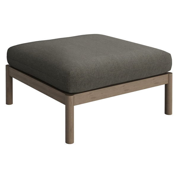 Modway Furniture Eleni Solid Teak Outdoor Square Ottoman Slatted Seat Natural Grain Patio Footrest Gray EEI-7656-WGR-FLI
