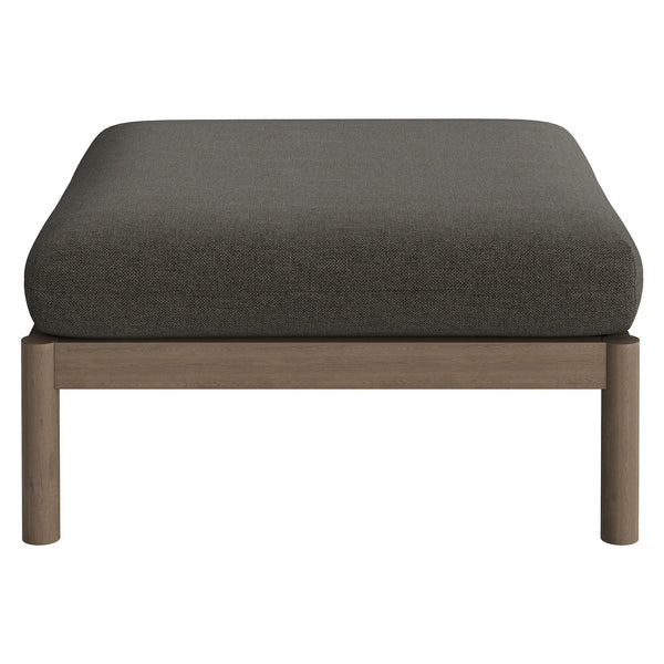 Modway Furniture Eleni Solid Teak Outdoor Armchair and Ottoman Set with Slatted Coastal Design Gray EEI-7658-WGR-FLI