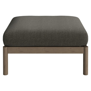Modway Furniture Eleni Solid Teak Outdoor Square Ottoman Slatted Seat Natural Grain Patio Footrest Gray EEI-7656-WGR-FLI