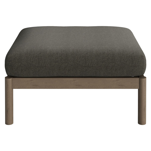 Modway Furniture Eleni Solid Teak Outdoor Square Ottoman Slatted Seat Natural Grain Patio Footrest Gray EEI-7656-WGR-FLI