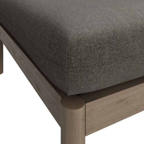Modway Furniture Eleni Solid Teak Outdoor Square Ottoman Slatted Seat Natural Grain Patio Footrest Gray EEI-7656-WGR-FLI