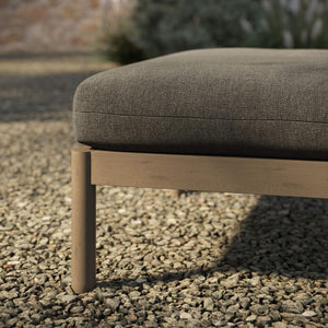 Modway Furniture Eleni Solid Teak Outdoor Square Ottoman Slatted Seat Natural Grain Patio Footrest Gray EEI-7656-WGR-FLI
