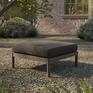 Modway Furniture Eleni Solid Teak Outdoor Square Ottoman Slatted Seat Natural Grain Patio Footrest Gray EEI-7656-WGR-FLI
