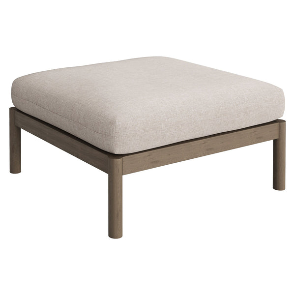 Modway Furniture Eleni Solid Teak Outdoor Loveseat and Ottoman Set with Cushions for Patio Decks Brown EEI-7662-WGR-PEB