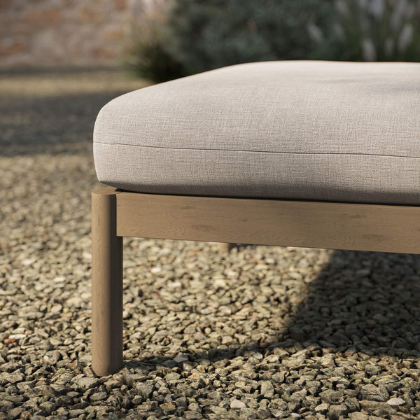 Modway Furniture Eleni Solid Teak Outdoor Square Ottoman Slatted Seat Natural Grain Patio Footrest Brown EEI-7656-WGR-PEB