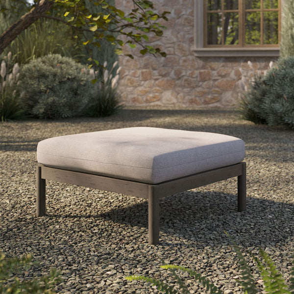 Modway Furniture Eleni Solid Teak Outdoor Square Ottoman Slatted Seat Natural Grain Patio Footrest Brown EEI-7656-WGR-PEB