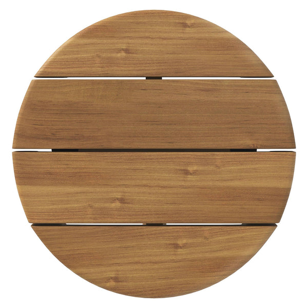 Modway Furniture Eleni Solid Teak Outdoor Round Side Table with Slatted Top for Patio Lounge Brown EEI-7657-NAT