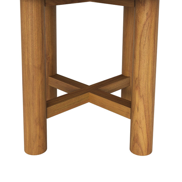 Modway Furniture Eleni Solid Teak Outdoor Round Side Table with Slatted Top for Patio Lounge Brown EEI-7657-NAT