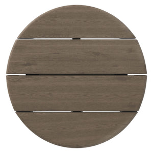 Modway Furniture Eleni Solid Teak Outdoor Round Side Table with Slatted Top for Patio Lounge Gray EEI-7657-WGR