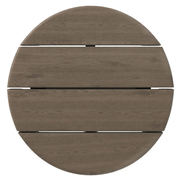 Modway Furniture Eleni Solid Teak Outdoor Round Side Table with Slatted Top for Patio Lounge Gray EEI-7657-WGR
