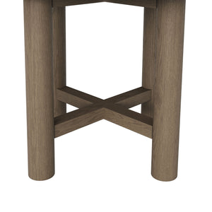 Modway Furniture Eleni Solid Teak Outdoor Round Side Table with Slatted Top for Patio Lounge Gray EEI-7657-WGR