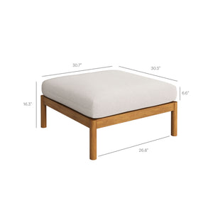 Modway Furniture Eleni Solid Teak Outdoor Armchair and Ottoman Set with Slatted Coastal Design White EEI-7658-NAT-SAI