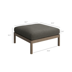 Modway Furniture Eleni Solid Teak Outdoor Armchair and Ottoman Set with Slatted Coastal Design Gray EEI-7658-WGR-FLI
