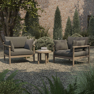 Modway Furniture Eleni Modway Solid Teak Outdoor Lounge Set with Cushions for Patio or Deck Gray EEI-7659-WGR-FLI