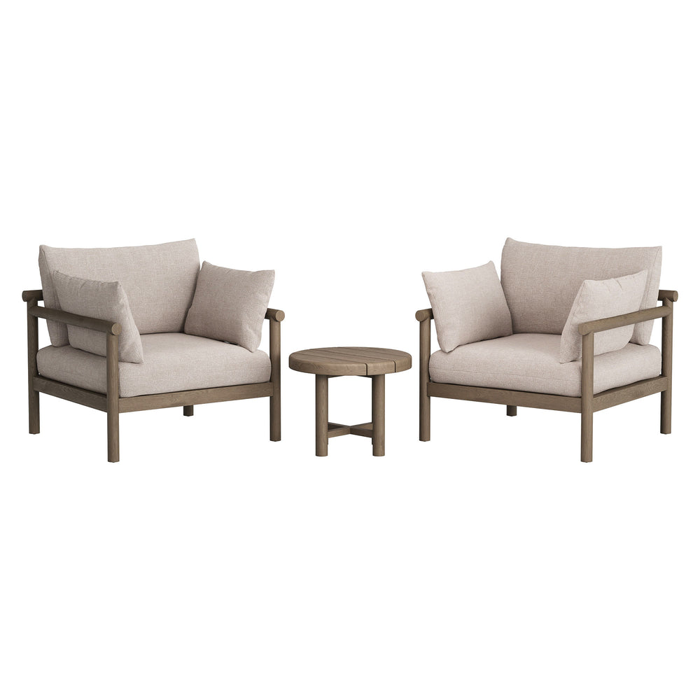 Modway Furniture Eleni Modway Solid Teak Outdoor Lounge Set with Cushions for Patio or Deck Brown EEI-7659-WGR-PEB