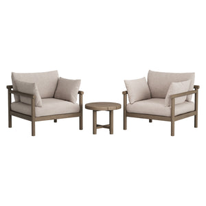 Modway Furniture Eleni Modway Solid Teak Outdoor Lounge Set with Cushions for Patio or Deck Brown EEI-7659-WGR-PEB