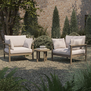 Modway Furniture Eleni Modway Solid Teak Outdoor Lounge Set with Cushions for Patio or Deck Brown EEI-7659-WGR-PEB