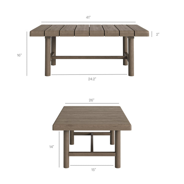 Modway Furniture Eleni Modway Solid Teak Outdoor Sofa Set with Armchairs Loveseat and Coffee Table Gray EEI-7661-WGR-FLI