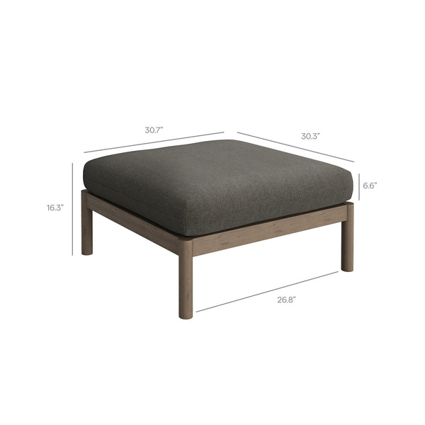 Modway Furniture Eleni Solid Teak Outdoor Loveseat and Ottoman Set with Cushions for Patio Decks Gray EEI-7662-WGR-FLI