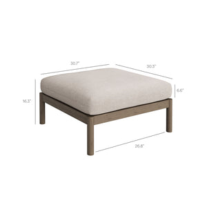 Modway Furniture Eleni Solid Teak Outdoor Loveseat and Ottoman Set with Cushions for Patio Decks Brown EEI-7662-WGR-PEB