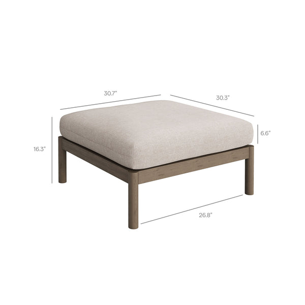 Modway Furniture Eleni Solid Teak Outdoor Loveseat and Ottoman Set with Cushions for Patio Decks Brown EEI-7662-WGR-PEB