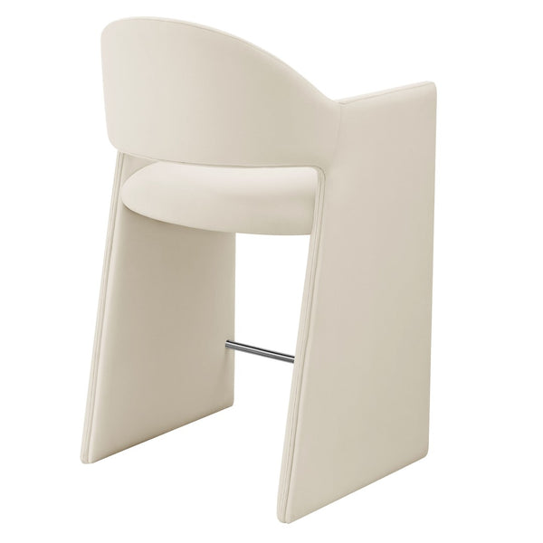 Modway Furniture Talia Sculptural Velvet Counter Stool with Wraparound Bentwood Frame for Modern Kitchens Alabaster EEI-7663-ALA