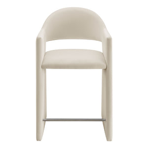 Modway Furniture Talia Sculptural Velvet Counter Stool with Wraparound Bentwood Frame for Modern Kitchens Alabaster EEI-7663-ALA