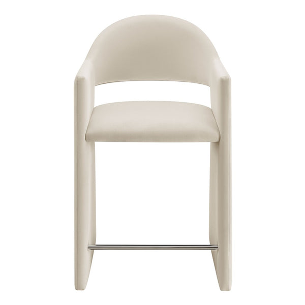 Modway Furniture Talia Sculptural Velvet Counter Stool with Wraparound Bentwood Frame for Modern Kitchens Alabaster EEI-7663-ALA