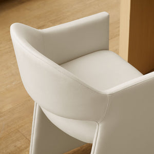 Modway Furniture Talia Sculptural Velvet Counter Stool with Wraparound Bentwood Frame for Modern Kitchens Alabaster EEI-7663-ALA
