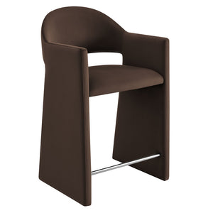 Modway Furniture Talia Sculptural Velvet Counter Stool with Wraparound Bentwood Frame for Modern Kitchens Chocolate Brown EEI-7663-CHB