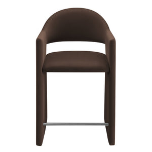 Modway Furniture Talia Sculptural Velvet Counter Stool with Wraparound Bentwood Frame for Modern Kitchens Chocolate Brown EEI-7663-CHB