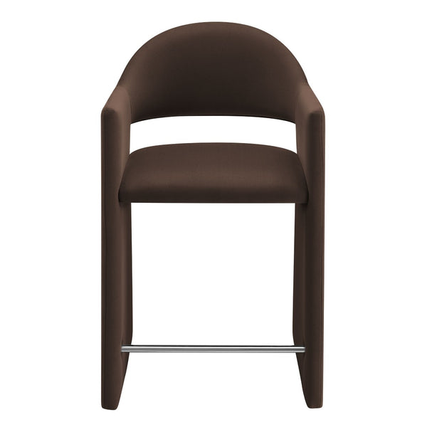 Modway Furniture Talia Sculptural Velvet Counter Stool with Wraparound Bentwood Frame for Modern Kitchens Chocolate Brown EEI-7663-CHB