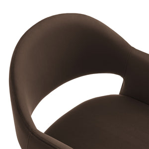 Modway Furniture Talia Sculptural Velvet Counter Stool with Wraparound Bentwood Frame for Modern Kitchens Chocolate Brown EEI-7663-CHB