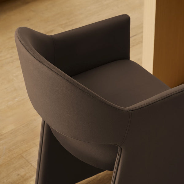 Modway Furniture Talia Sculptural Velvet Counter Stool with Wraparound Bentwood Frame for Modern Kitchens Chocolate Brown EEI-7663-CHB